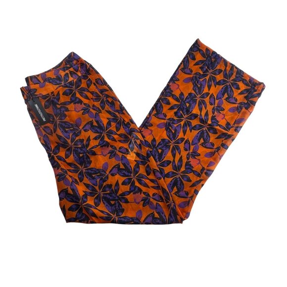 PrettyLittleThing Womens High-Waisted Sheer Pants Sz12 Beach Flares Floral pants - Picture 9 of 11